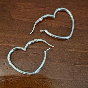 Silver Heart-Shaped Hoop Earrings